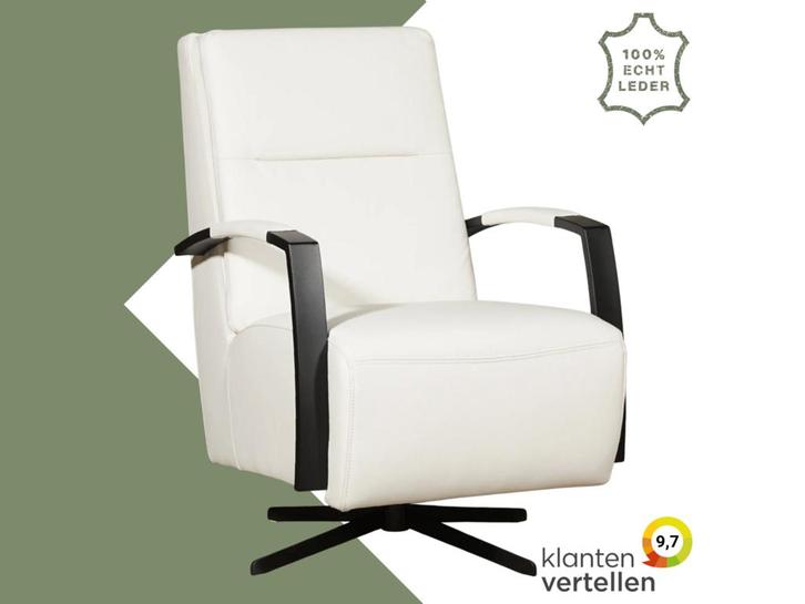 Leren draaifauteuil Award - Toledo Bianco (gebroken wit) -, Huis en Inrichting, Fauteuils, 50 tot 75 cm, 75 tot 100 cm, Nieuw
