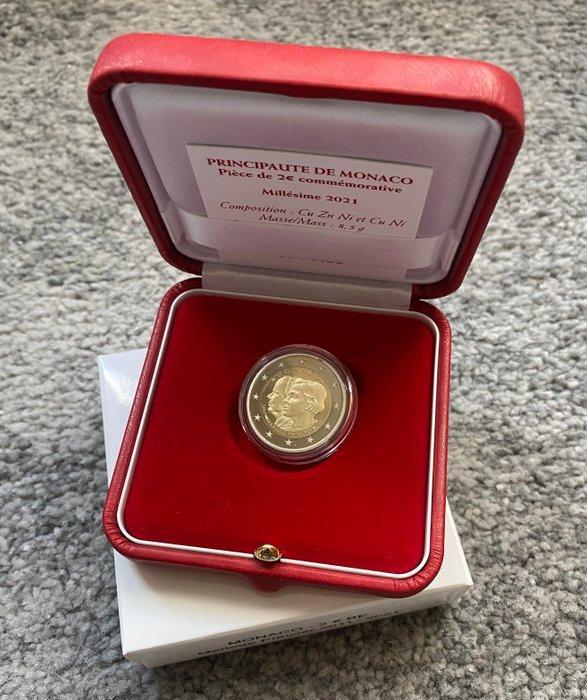 Monaco. 2 Euro 2021 10 Ans du Mariage Princier Proof, Postzegels en Munten, Munten | Europa | Euromunten