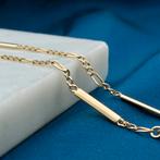 Gouden Figaro schakel armband | 20 cm - 22 cm (verstelbaar), Ophalen of Verzenden, Gebruikt, Overige kleuren, Goud