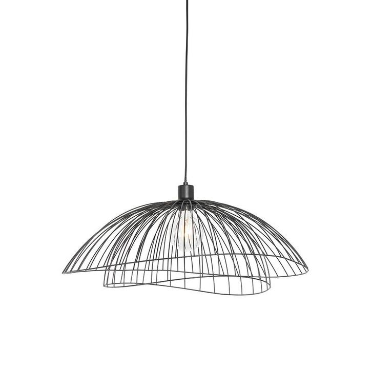 Design hanglamp zwart met dubbele kap 66cm - Pua, Huis en Inrichting, Lampen | Hanglampen, Nieuw, Overige materialen, 75 cm of meer
