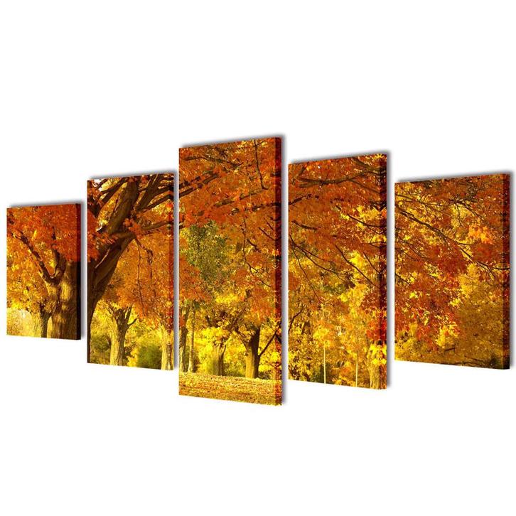vidaXL Canvas muurdruk print set esdoorn 200 x 100 cm, Huis en Inrichting, Woonaccessoires | Schilderijen, Tekeningen en Foto's