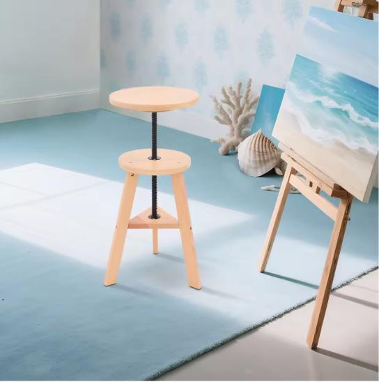 Verstelbare Houten Kruk – 360° Draaibaar en Stevig Ontwerp, Huis en Inrichting, Barkrukken, Nieuw, Verzenden