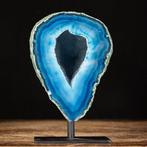 Natuurlijk Blauwe Agaat - Fascinerende Gelaagde Geode -, Verzamelen, Mineralen en Fossielen