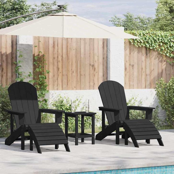 vidaXL Tuinstoel 2 pcs Zwart 83 x 74 x 92 cm Polyetheen, Tuin en Terras, Tuinstoelen, Nieuw, Verzenden