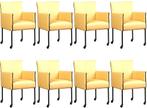 Set van 8 Gele leren moderne kuipstoel - poot rond zwart met, Huis en Inrichting, Stoelen, Nieuw, Leer, Ophalen of Verzenden, Modern