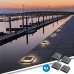 Solar grondspot Square Helder Wit met schemersensor 4 stuks, Tuin en Terras, Verzenden, Nieuw, Kunststof, Led