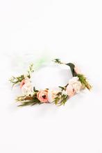 Luxe Rozenkrans Wit Lichtroze Bloemenkrans Rozen Bloemen Haa, Ophalen of Verzenden, Nieuw, Carnaval, Accessoires