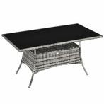 TRUUSK Tuintafel Polyrattan Glazen Tafel 150x85x74cm Met Vei, Verzenden, Nieuw