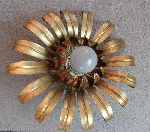 Kroonluchter - verouderd verguld metaal - Plafondlamp, Antiek en Kunst, Curiosa en Brocante