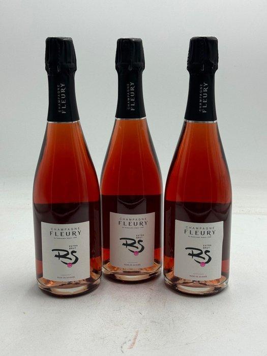 Fleury, Fleury Rosé de Saignée - Champagne Extra Brut - 3, Verzamelen, Wijnen