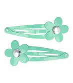 Haarspeld Klikklak 4 cm - Bloem Metaal - Groen - Set van 2, Nieuw