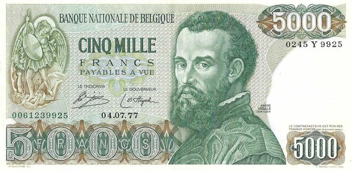 Bankbiljet 5000 francs 1971 - 1977 Zeer Fraai, Postzegels en Munten, Munten en Bankbiljetten | Verzamelingen, Verzenden