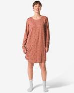 HEMA Damesnachthemd micro hartjes middenbruin, Verzenden