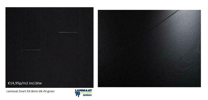 LAMINAAT ZWART EIKEN 8 X DECOR VANAF 11,95m2 APELDOORN, Huis en Inrichting, Stoffering | Vloerbedekking, Grijs, Zwart, 75 m² of meer