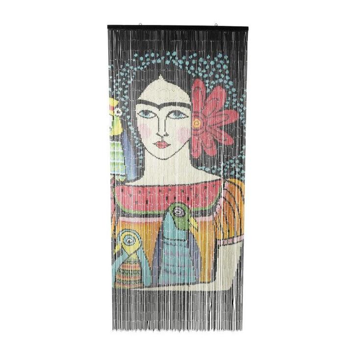 Deurgordijn Frida met vogel - bamboe - 200x90 cm, Huis en Inrichting, Stoffering | Gordijnen en Lamellen, Verzenden