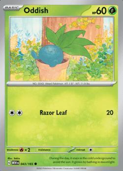 Oddish 043/165 reverse holo pokemon 151, Hobby en Vrije tijd, Verzamelkaartspellen | Pokémon, Losse kaart, Nieuw, Foil, Ophalen of Verzenden