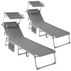 Set van 2 ligbedden Chloé 4 niveaus met hoofdkussen - grijs, Tuin en Terras, Tuinsets en Loungesets, Verzenden, Nieuw