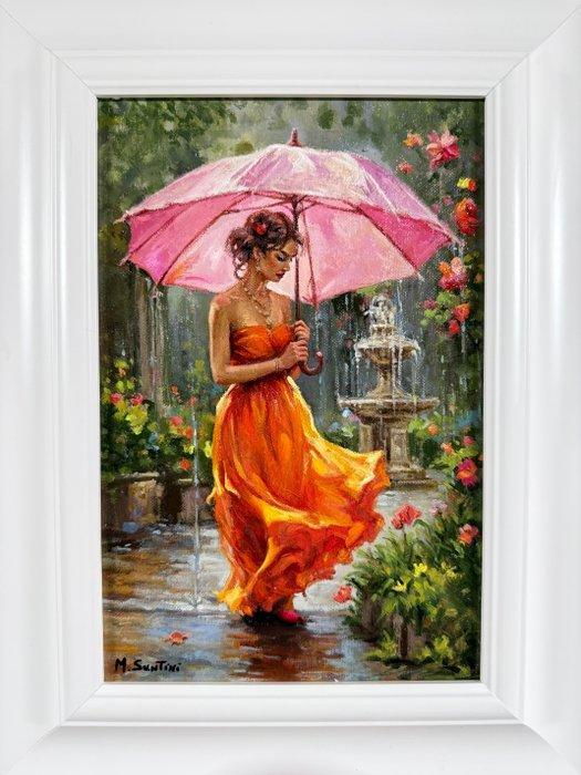 Marco Santini (XX-XXI) - La Danza Sotto la Pioggia, Antiek en Kunst, Kunst | Schilderijen | Klassiek