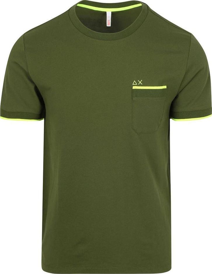 Sun68 Piqué T-Shirt Fluo Stripe Army Groen maat XXL Heren, Kleding | Heren, T-shirts, Nieuw, Overige maten, Verzenden
