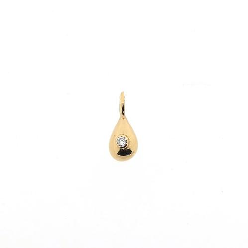 9 Krt. Hanger met diamant | 0,05 ct. (gouden hanger), Sieraden, Tassen en Uiterlijk, Antieke sieraden, Met edelsteen, Goud, Ophalen of Verzenden