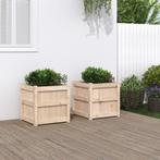 vidaXL Plantenbakken 2 st cm massief grenenhout, Verzenden, Minder dan 60 cm, Nieuw, Hout
