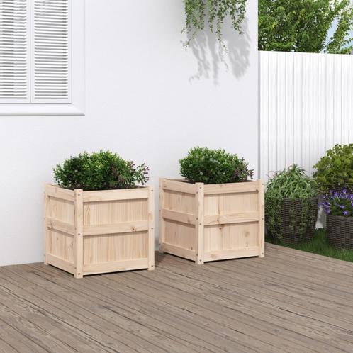 vidaXL Plantenbakken 2 st cm massief grenenhout, Tuin en Terras, Bloembakken en Plantenbakken, Minder dan 60 cm, Nieuw, Hout, 30 tot 60 cm