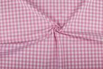 Geruite stof roze wit geruit - 10mm geruit, Hobby en Vrije tijd, Stoffen en Lappen, 120 cm of meer, Ophalen of Verzenden, Katoen