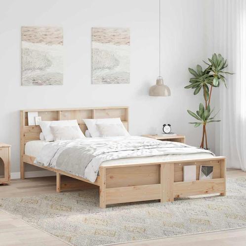 vidaXL Bedframe met hoofdeinde Bruin 160 x 200 cm Massief, Huis en Inrichting, Slaapkamer | Bedden, Beige, Nieuw, Hout, Verzenden