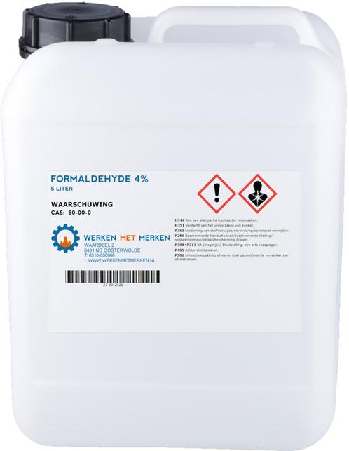 Wmm Chemie Formaldehyde 4 5 liter, Doe-het-zelf en Verbouw, Overige Doe-het-zelf en Verbouw, Nieuw, Verzenden
