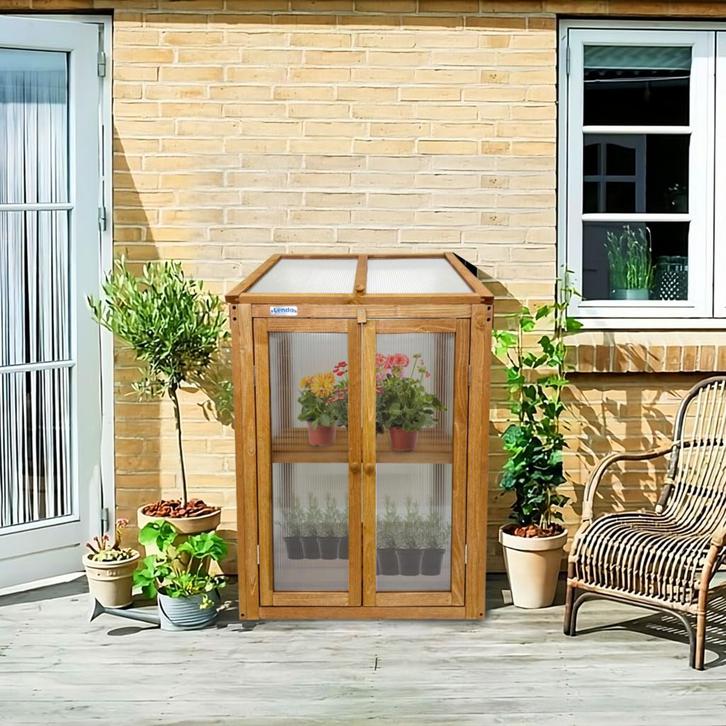 Kweekkas | Broeikas | Tuinkas | 60x49x97,5 cm | Vurenhout, Tuin en Terras, Kassen, Polycarbonaat, Overige materialen, Nieuw, Kweekkas