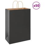 vidaXL Papieren zakken 50 st met hengsels 32x17x44 cm zwart, Verzenden, Nieuw