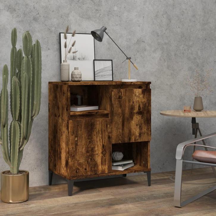 vidaXL Dressoir 60x35x70 cm bewerkt hout gerookt, Huis en Inrichting, Kasten | Dressoirs, 25 tot 50 cm, Nieuw, 50 tot 100 cm, Overige houtsoorten