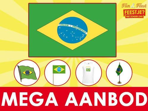 Braziliaanse vlaggen - Vlag Brazilie binnen 24 uur geleverd, Diversen, Vlaggen en Wimpels, Nieuw, Ophalen of Verzenden