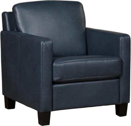 Blauwe leren landelijke fauteuil - poot hout zwart - Granada, Huis en Inrichting, Fauteuils, 50 tot 75 cm, 75 tot 100 cm, Nieuw