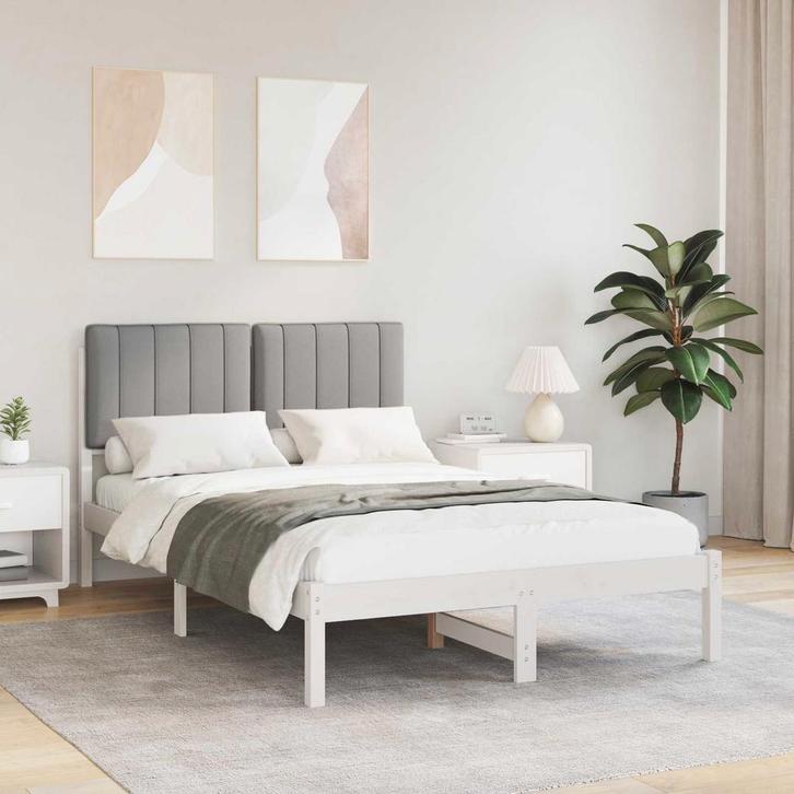 vidaXL Bedframe met Gevoerd Hoofdgedeelte Lichtgrijs 120 x, Huis en Inrichting, Slaapkamer | Bedden, Nieuw, Hout, Verzenden