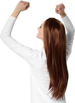 2dekans | Dressforfun Pruik lang haar glad bruin -, Ophalen of Verzenden, Zo goed als nieuw