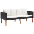 vidaXL Tuinbank 2-zits met kussens poly rattan zwart, Verzenden, Nieuw, Rotan