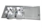 Spoeltafelblad bar inox | 120x50 cm | dubbele spoelbak