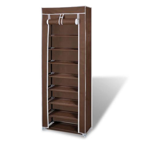 vidaXL Stoffen schoenenrek met hoes 162 x 57 x 29 cm bruin, Huis en Inrichting, Kasten | Schoenenrekken, Nieuw, Verzenden