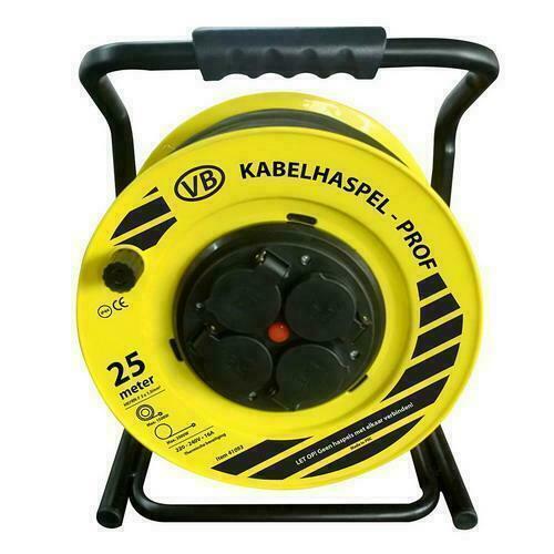 Professionele Kabelhaspel 4 voudig 25m Neopreen H07 haspel, Doe-het-zelf en Verbouw, Elektra en Kabels, Stopcontact, Nieuw, Verzenden