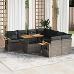 vidaXL 9-delige Loungeset met kussens poly rattan acacia, Tuin en Terras, Tuinsets en Loungesets, Verzenden, Nieuw, Rotan, Loungeset