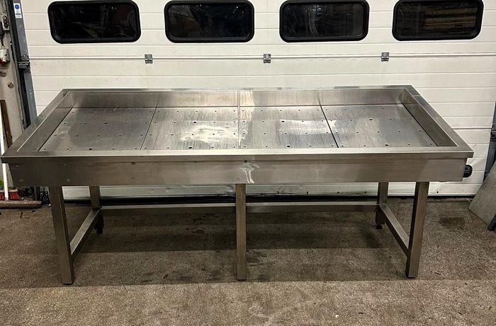 RVS Vistoonbank, Vis vitrine, Display, Tafel 255,5 x 109 x, Witgoed en Apparatuur, Koelkasten en IJskasten, Gebruikt