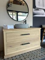 Modern massief eiken badkamermeubel 130 cm inclusief spiegel, 100 tot 150 cm, Nieuw, Ophalen of Verzenden, Minder dan 100 cm