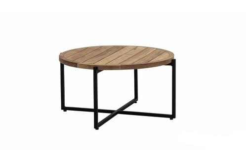 Apple Bee Condor loungetafel Black met rond teak blad Ø 74, Tuin en Terras, Tuinsets en Loungesets, Ophalen of Verzenden