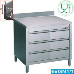 Ladenkast RVS | 3 laden | 80 x 70 x 88/90 cm | met spatrand, Zakelijke goederen, Horeca | Meubilair en Inrichting, Verzenden