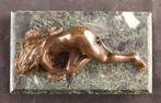 Art Nouveau - sculptuur, Liggend naakt - 17 cm - Brons,, Antiek en Kunst