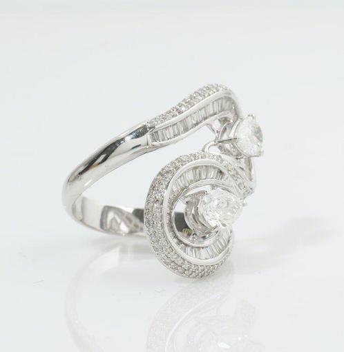 Statement ring - 14 karaat Witgoud - 2.24ct. tw. Diamant, Sieraden, Tassen en Uiterlijk, Antieke sieraden