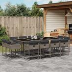 vidaXL 13-delige Tuinset met kussens poly rattan grijs, 2 zitplaatsen, Nieuw, Tuinset, Verzenden