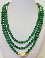 Halsketting van nefriet/emerald, witte parels en een, Antiek en Kunst