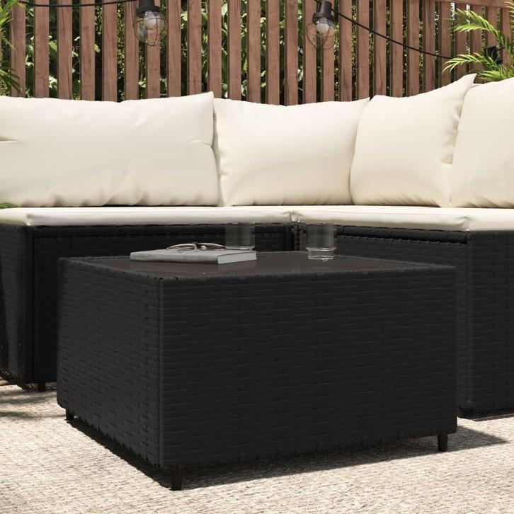 vidaXL Salontafel vierkant 50x50x30 cm poly rattan zwart, Tuin en Terras, Tuintafels, Nieuw, Verzenden